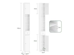 SoBuy Badezimmerschrank Hochschrank Badregal mit 6 Einlegeböden 20x180x20cm BZR34-II-W* Regal Weiß