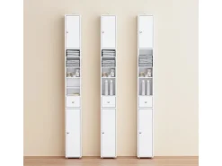 SoBuy Badezimmerschrank Hochschrank Badregal mit 6 Einlegeböden 20x180x20cm BZR34-II-W* Regal Weiß