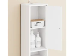 SoBuy Badezimmerschrank Hochschrank Badregal mit 6 Einlegeböden 20x180x20cm BZR34-II-W* Regal Weiß