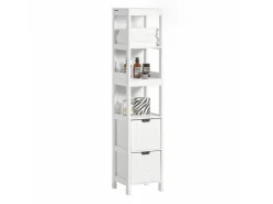SoBuy Badezimmerschrank Hochschrank mit 2 Körben Badregal 30x144x30cm Weiß FRG126-W