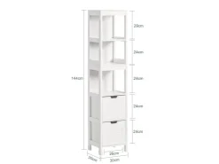 SoBuy Badezimmerschrank Hochschrank mit 2 Körben Badregal 30x144x30cm Weiß FRG126-W