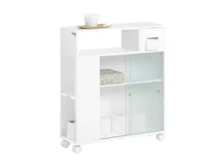 SoBuy Badezimmerschrank Nischenregal mit Rollen Küchenregal Weiß BZR117-W* Regal Weiß