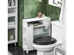SoBuy Badezimmerschrank Nischenregal mit Rollen Küchenregal Weiß BZR117-W* Regal Weiß