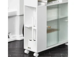 SoBuy Badezimmerschrank Nischenregal mit Rollen Küchenregal Weiß BZR117-W* Regal Weiß