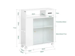 SoBuy Badezimmerschrank Nischenregal mit Rollen Küchenregal Weiß BZR117-W* Regal Weiß