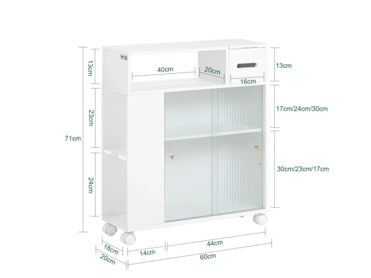 SoBuy Badezimmerschrank Nischenregal mit Rollen Küchenregal Weiß BZR117-W* Regal Weiß