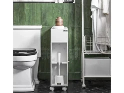 SoBuy Badezimmerschrank Nischenregal mit Rollen Küchenregal Weiß BZR117-W* Regal Weiß