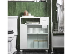 SoBuy Badezimmerschrank Nischenregal mit Rollen Küchenregal Weiß BZR117-W* Regal Weiß