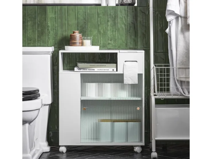 SoBuy Badezimmerschrank Nischenregal mit Rollen Küchenregal Weiß BZR117-W* Regal Weiß
