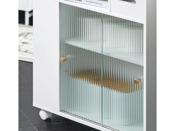 SoBuy Badezimmerschrank Nischenregal mit Rollen Küchenregal Weiß BZR117-W* Regal Weiß