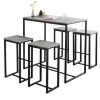 SoBuy Bartisch Set 5-teilig Essgruppe Esstisch mit 4 Hockern Grau-Schwarz OGT15-HG