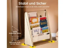SoBuy Bücherregal Kinderregal mit 4 Stofffächern Zeitungsständer KMB50-N