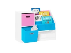SoBuy Bücherregal Kinderregal mit Boxen Aufbewahrungsregal Weiß KMB76-F* Bücherregale