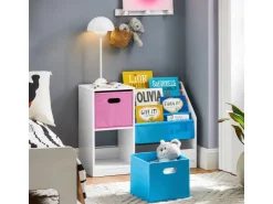 SoBuy Bücherregal Kinderregal mit Boxen Aufbewahrungsregal Weiß KMB76-F* Bücherregale