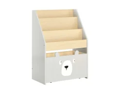 SoBuy Bücherregal Kinderregal mit 3 Ablagefächern und 1 Spielzeugtruhe KMB104-HG* Aufbewahrung