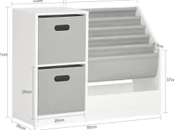 SoBuy Bücherregal Kinderregal mit Boxen Aufbewahrungsregal Weiß KMB76-W
