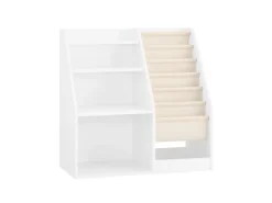 SoBuy Bücherregal Kinderregal mit Stofftaschen und 3 Regale Weiß 80x80x40cm KMB119-W* Regal Weiß|Bücherregale