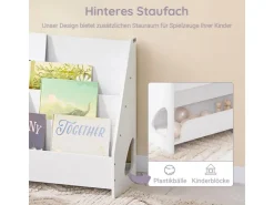 SoBuy Bücherregal Kinderregal mit 4 Offenen Fächer und 1 Ablagefächern KMB32-K-W* Regal Weiß|Aufbewahrung