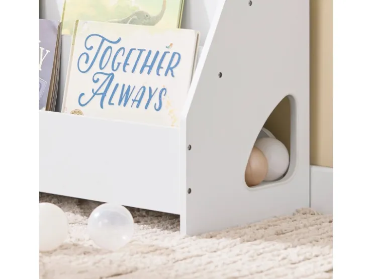 SoBuy Bücherregal Kinderregal mit 4 Offenen Fächer und 1 Ablagefächern KMB32-K-W* Regal Weiß|Aufbewahrung