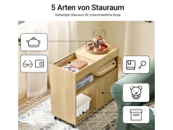 SoBuy Beistelltisch Couchtisch mit Rollen Druckertisch Aktenschrank FBT152-N* Tische