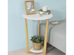 SoBuy Beistelltisch mit 2 Ablagen Couchtisch Balkontisch FBT52-WN* Tische