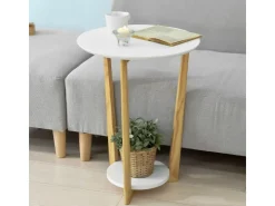SoBuy Beistelltisch mit 2 Ablagen Couchtisch Balkontisch FBT52-WN* Tische