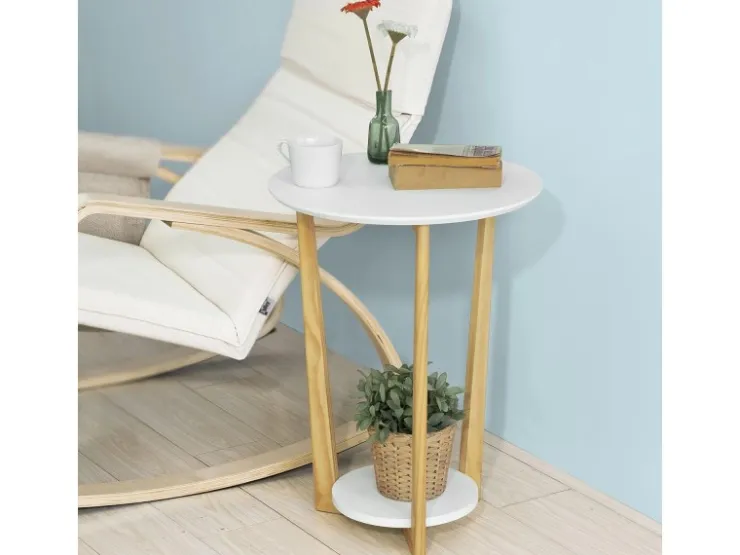 SoBuy Beistelltisch mit 2 Ablagen Couchtisch Balkontisch FBT52-WN* Tische