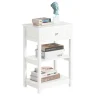 SoBuy Beistelltisch Nachttisch mit Schublade und 2 Ablagen 45x68x30cm Weiß FBT46-W* Tische