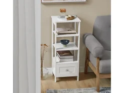 SoBuy Beistelltisch Nachttisch mit Schublade und Ablagen Telefontisch FBT91-W* Tische
