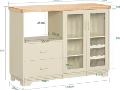 SoBuy Buffet Sideboard Küchenschrank Kommode Mikrowellenschrank FSB81-MI* Flaschenregale