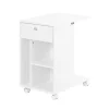 SoBuy Couchtisch mit Tablet Schiene Beistelltisch mit Rollen Weiß FBT148-W