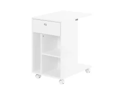 SoBuy Couchtisch mit Tablet Schiene Beistelltisch mit Rollen Weiß FBT148-W