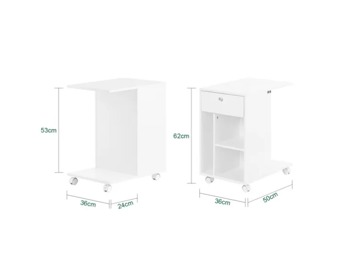SoBuy Couchtisch mit Tablet Schiene Beistelltisch mit Rollen Weiß FBT148-W