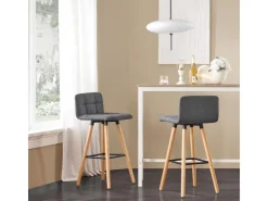 SoBuy 2er Set Barhocker Barstuhl Tresenhocker mit Rücklehne Grau FST50-DGx2* Hocker