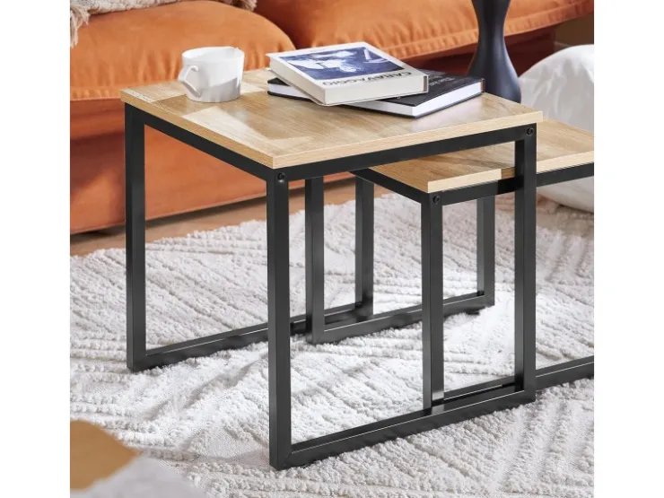 SoBuy 2er Set Couchtisch Beistelltisch Sofatisch Kaffeetisch Natur FBT42-N