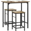 SoBuy Essgruppe Bartisch Set Esstisch mit 2 Barhockern Braun-Schwarz OGT10-PF* Tische|Hocker