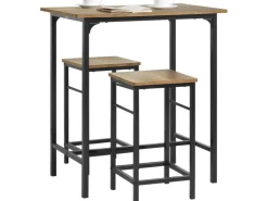 SoBuy Essgruppe Bartisch Set Esstisch mit 2 Barhockern Braun-Schwarz OGT10-PF* Tische|Hocker