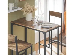 SoBuy Essgruppe Bartisch Set Esstisch mit 2 Stühlen Braun-Schwarz OGT03-XL* Hocker|Stühle