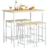 SoBuy Essgruppe Esstisch Set 5-teilig Bartisch mit 4 Hockern Weiß-Natur OGT11-WN* Tische|Hocker