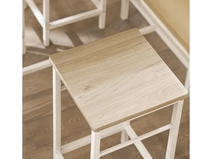 SoBuy Essgruppe Esstisch Set 5-teilig Bartisch mit 4 Hockern Weiß-Natur OGT11-WN* Tische|Hocker