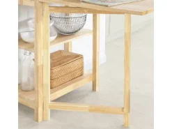 SoBuy Esstisch mit Regalen Klapptisch Schreibtisch 98x126x60cm Natur FWT70-N* Tische