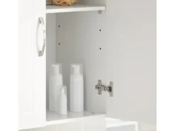 SoBuy Hängeschrank Badezimmerschrank mit Verstellbarem Regal 60x60x30cm Weiß FRG231-W* Wandregale