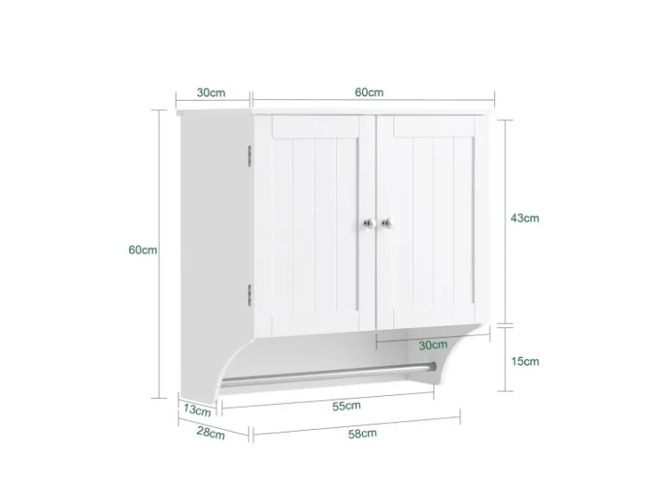 SoBuy Hängeschrank Badezimmerschrank Wandschrank Küchenschrank BZR84-W* Schränke