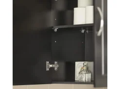 SoBuy Hängeschrank Badezimmerschrank mit Verstellbarem Regal 60x60x30cm Schwarz FRG231-SCH