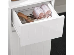 SoBuy Hochschrank Badregal Badezimmerschrank Badezimmermöbel Weiß BZR109-W* Regal Weiß