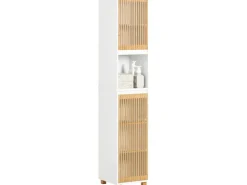 SoBuy Hochschrank Badregal Badezimmerschrank Badezimmermöbel BZR127-W* Regal Weiß