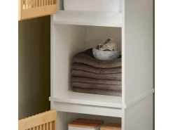 SoBuy Hochschrank Badregal Badezimmerschrank Badezimmermöbel BZR127-W* Regal Weiß