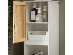 SoBuy Hochschrank Badregal Badezimmerschrank Badezimmermöbel BZR127-W* Regal Weiß