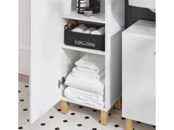 SoBuy Hochschrank Badregal Badezimmerschrank Badezimmermöbel Weiß BZR91-W* Regal Weiß