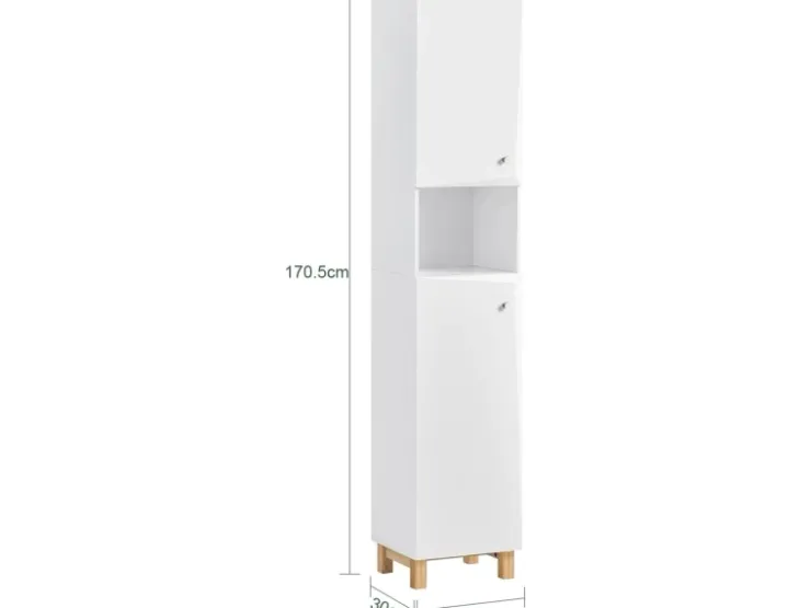 SoBuy Hochschrank Badregal Badezimmerschrank Badezimmermöbel Weiß BZR91-W* Regal Weiß